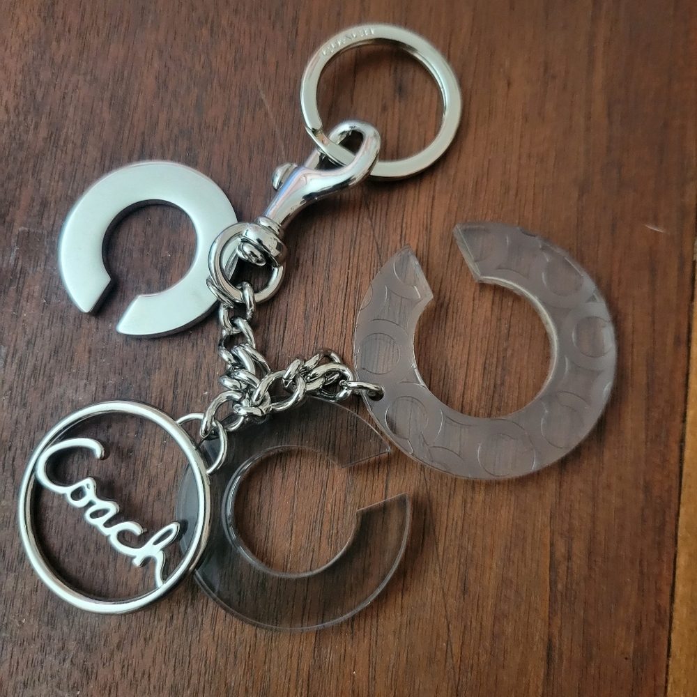 Coach Silver Triple C  Keychain purse Charm